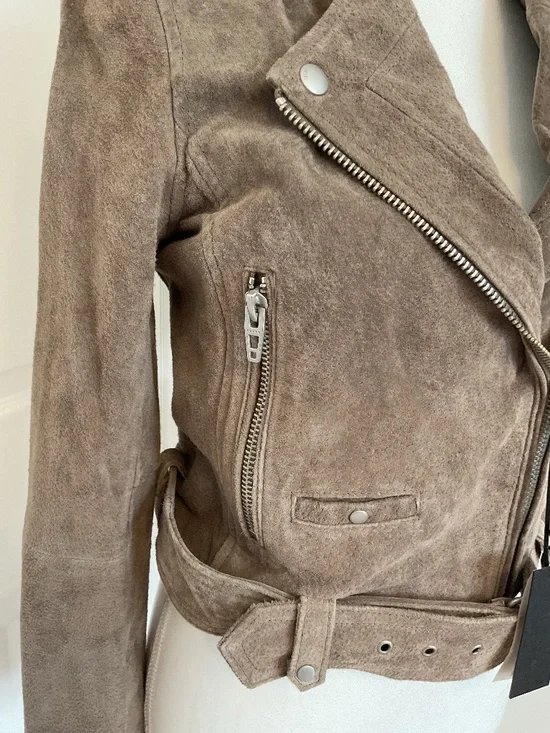 💐NWT💐 BLANKNYC Suede Moto Jacket Sand Stoner Beige Classic Genuine Leather - Picture 6 of 12